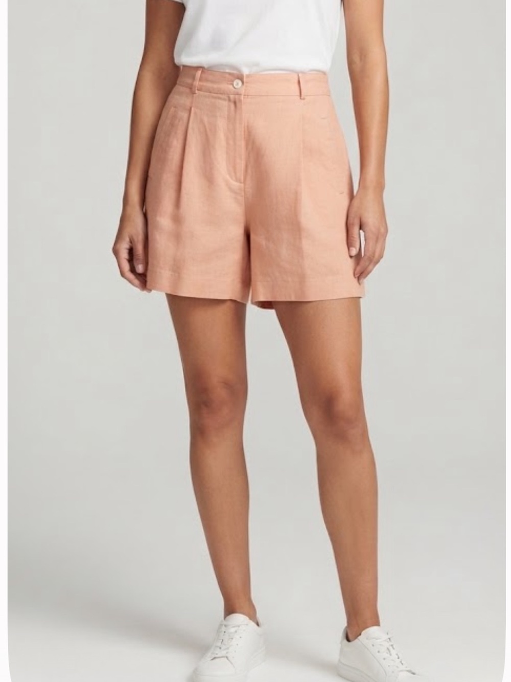 THE LIMITED Vintage Linen Blend Pleated Trouser Shorts High Rise Pink Size 6